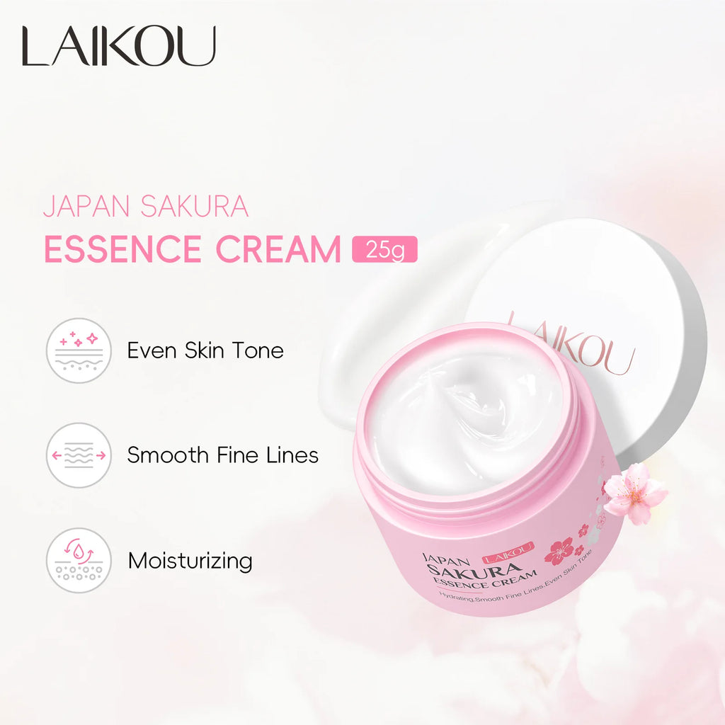 LAIKOU Japan Sakura Essence Cream Cherry Blossom Facial Cream Heavy Moisturizer Improving Dryness & Roughness Face Skin Care - Beauty Collection Studio