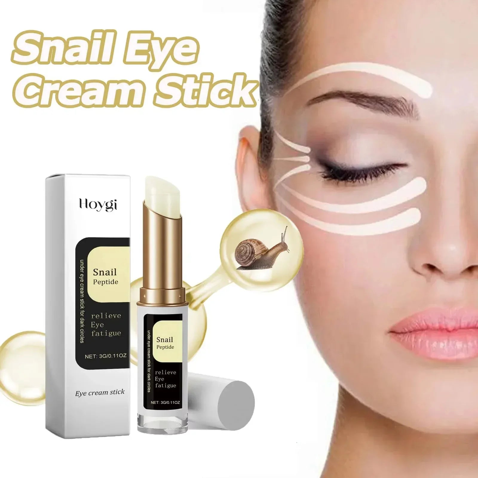 Snail Eye Cream Stick Collagen Fade Fine Lines Wrinkle Lightening Dark Circles Firming Eye Bags Puffiness Moisturizing Eye Cream - My Vixen Vault