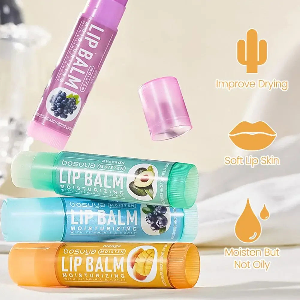 6/24pcs Assorted Fruit Flavor Lip Balm Set - Hydrating, Nourishing & Prevents Chapped Lips - Care for Dry Lips & Fine Lines.