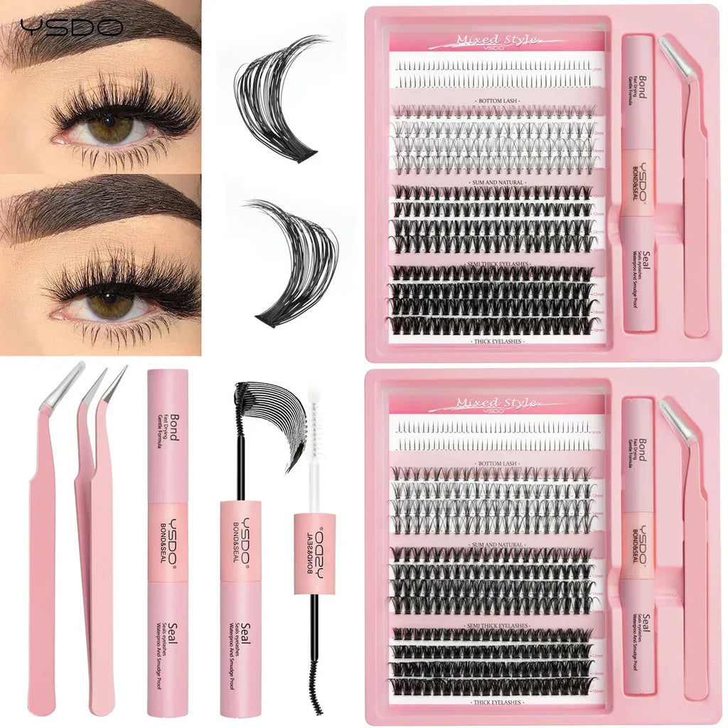 DIY Lash Extension Kit Lash Individual Lashes Clusters8-16mm With Waterproof Lash Bond And Seal Eyelash Tweezers Lash Kit - My Vixen Vault