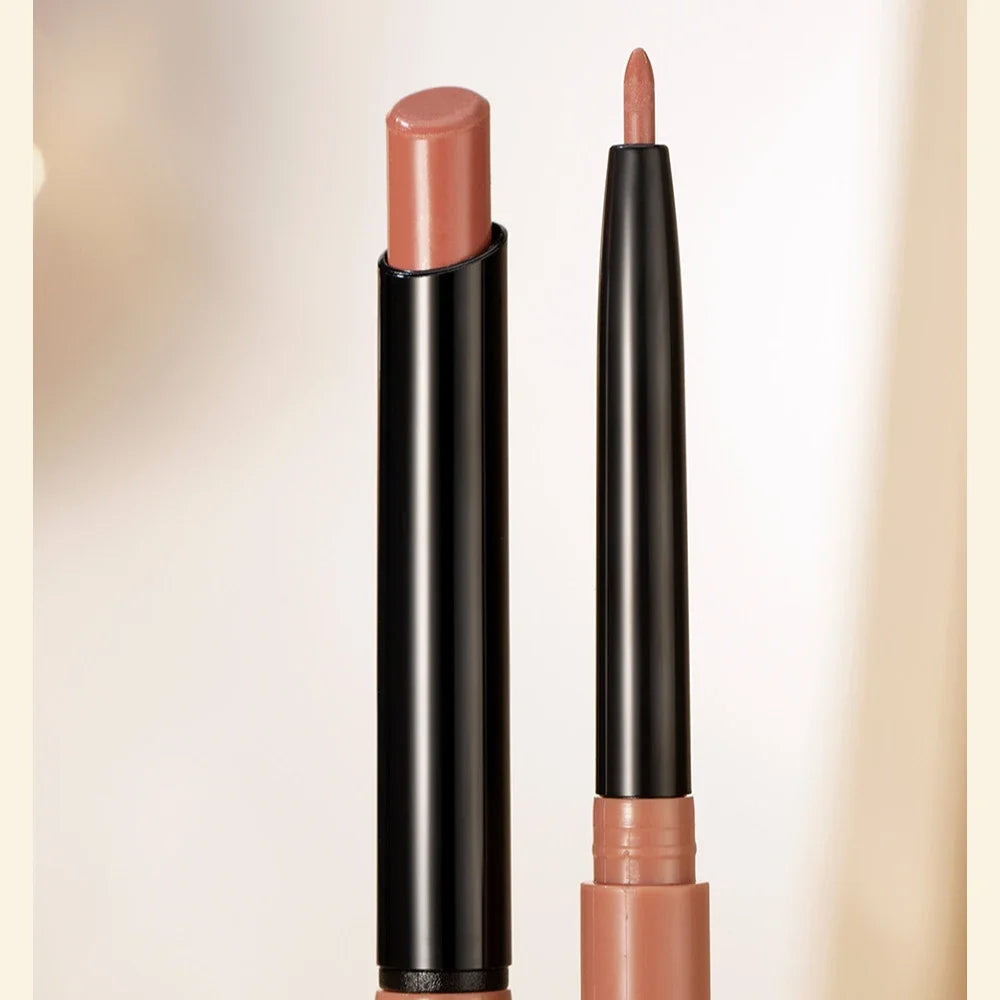 Lipliner Pencil Lipstick Set Matte Nude Red Contour Tint Lipstick Long Lasting Non-stick Cup Lipliner Makeup Lip Stain Pen - Beauty Collection Studio