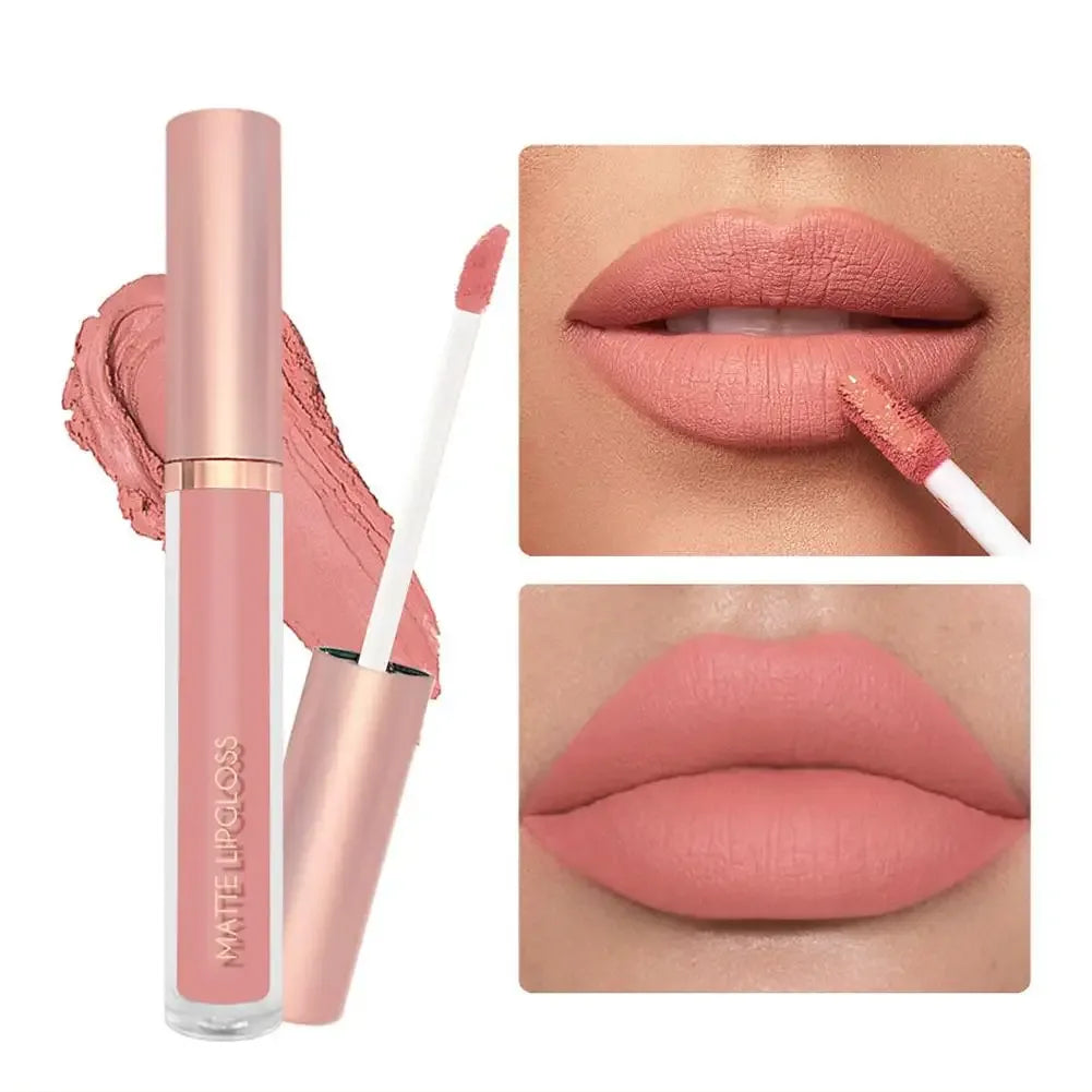 Punk Dark Plum 24H Waterproof Matte Velvet Lipgloss Makeup Long-Lasting Non-stick Cup Lip Glaze Nude Liquid Lipstick Cosmetics - My Vixen Vault