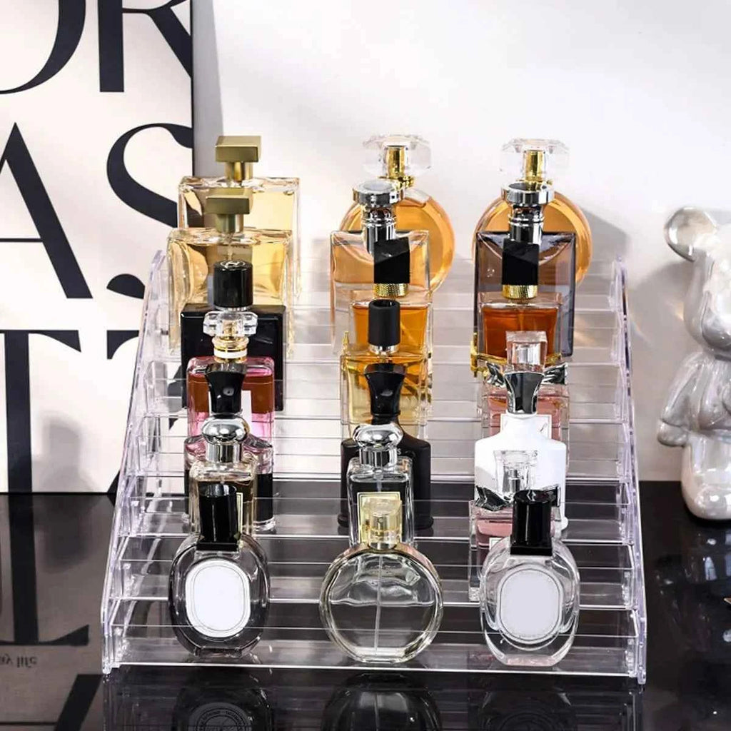 1pc,Transparent multi-layer perfume storage rack, cosmetics display rack, dressing table sorting rack, nail polish rack.