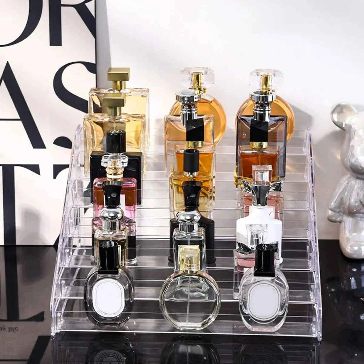 1pc,Transparent multi-layer perfume storage rack, cosmetics display rack, dressing table sorting rack, nail polish rack.