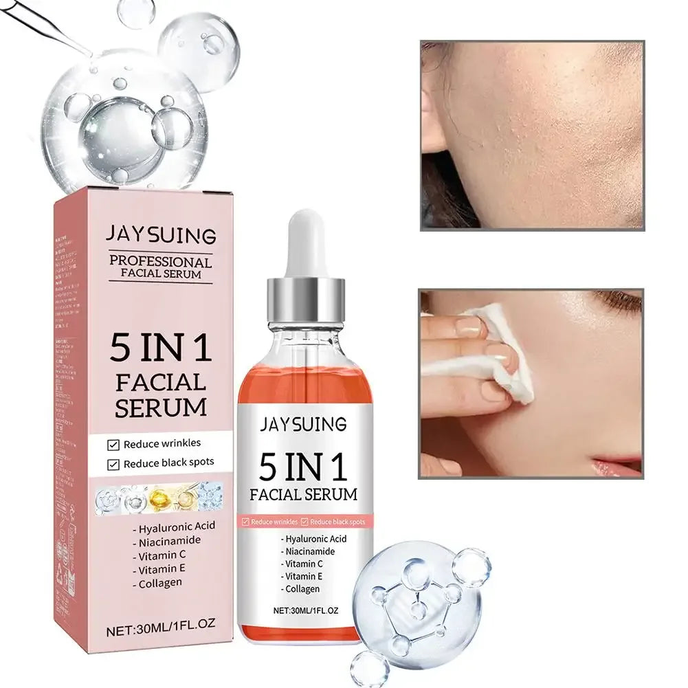 5 In 1 Fade fine lines Firming Face Serum Moisturizing brightning Vitamin C Hyaluronic Acid Facial Serum Shrink Pores Skin Care - My Vixen Vault