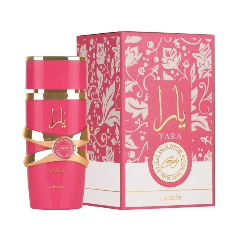 Lattafa Yara Candy Vanilla Fruity Citrus Floral Eau de Parfum Long-Lasting Fragrance for Women 3.40 Ounce 100 ml.