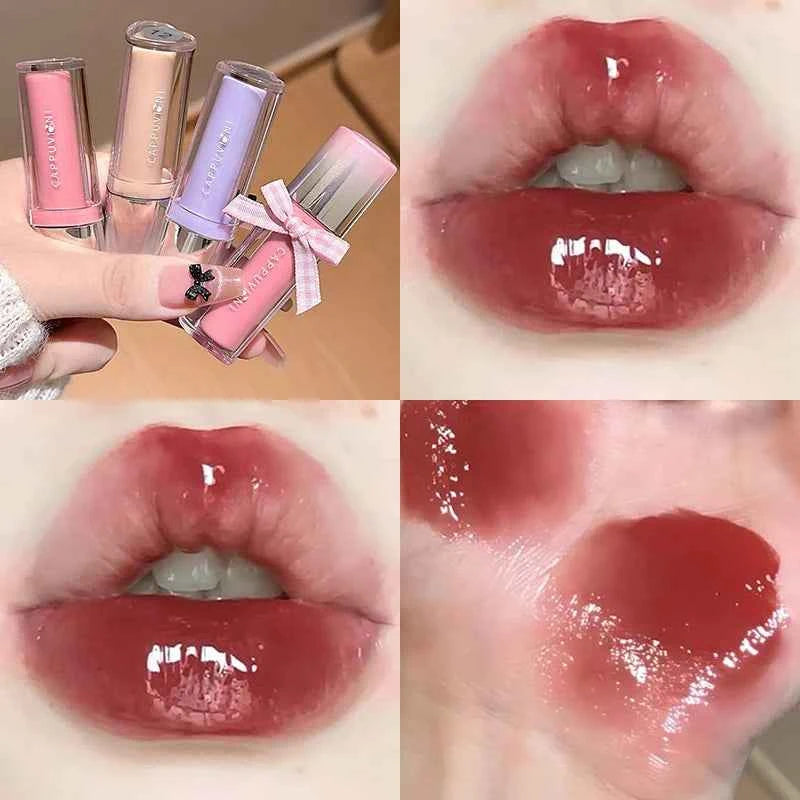 Mirror Lip Glaze Moisturizing Waterproof Forming Quickly Grape Purple Water Light Lip Gloss Non-Sticky Red Jelly Lipstick Makeup.