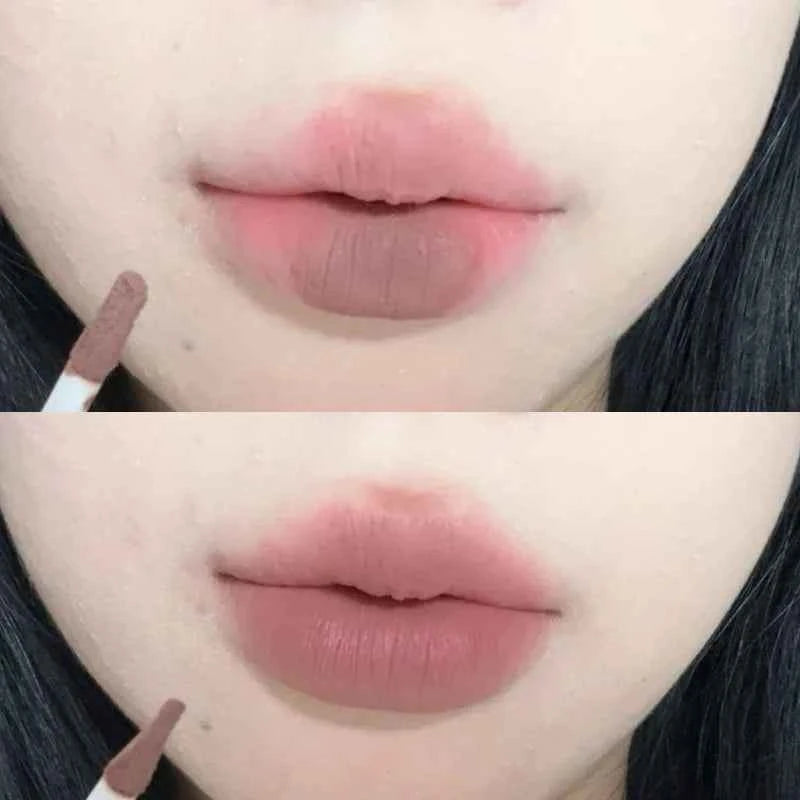 Velvet Matte Lip Glaze Shimmer Nude Lip Mud Waterproof Grey Pink Liquid Lipstick Long-lasting Non-drying Red Lip Gloss Cosmetics.