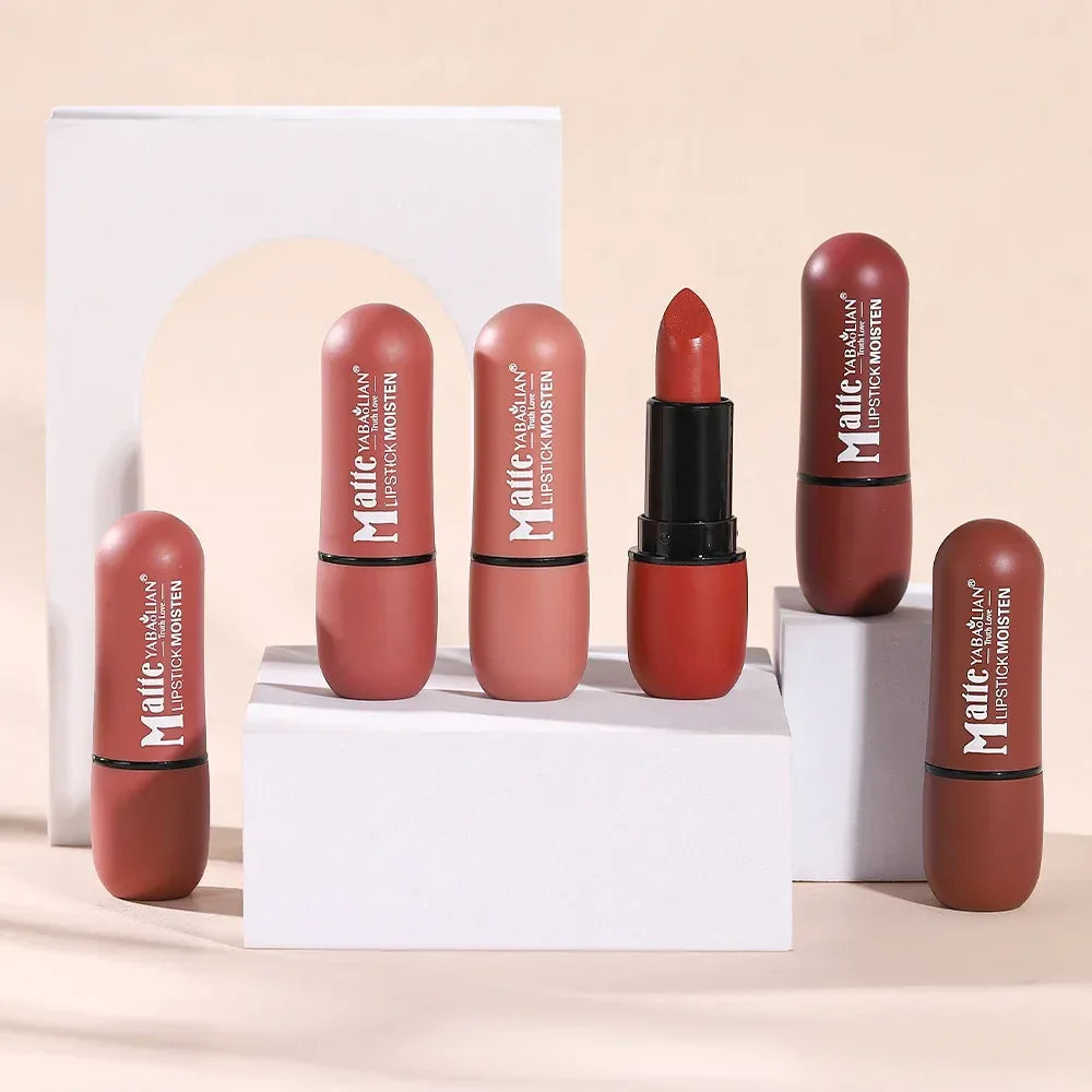 6-Color Matte Lipstick: Velvet Lip Color, Smooth, Waterproof, Long-Lasting Color Lip Makeup - My Vixen Vault