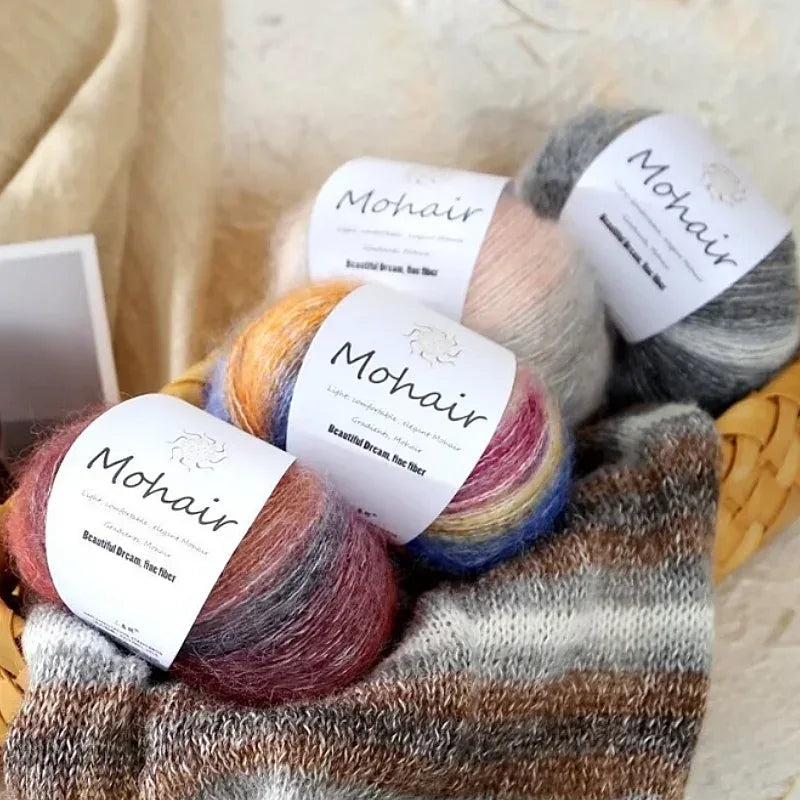 Gradient Mohair Soft Cotton Yarn DIY Crochet Hand Knitting Yarn Segment Dyed Wool Yarn For Baby Sweater Hat Scarf - My Vixen Vault