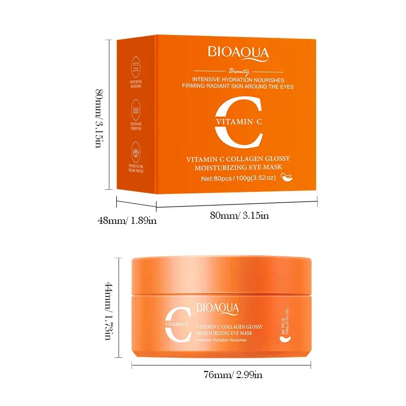 80pcs BIOAQUA Vitamin C Crystal Collagen Eye Mask Anti Dark Circles Whitening Anti-Wrinkles Moisturizing Anti-Aging Eye Patches - My Vixen Vault