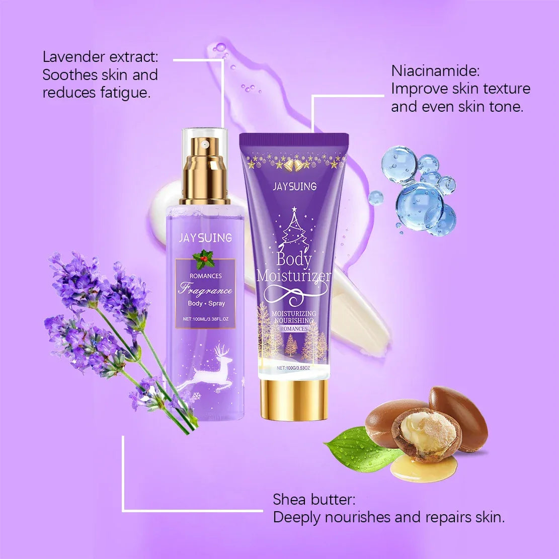 Christmas Fragrance Body Care Set Deep Moisturizing And Brightening Skin Body Lotion Lasting Fragrance Spray Holiday Gift Box.