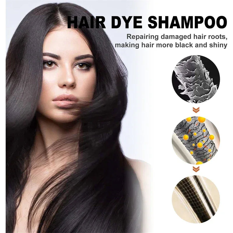 3 In 1 Instant Coloring Shampo Change Hair Color Gray Hair to Black Natural Black Color for Men Women Hair Dye Deep Nourishing - My Vixen Vault