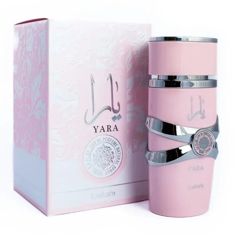 Lattafa Yara 2 Piece Set Eau de Parfum Femmen Spray 100ml Original Arab Perfumes Lasting Floral Pheromones Perfume Makeup 3.4 Oz.