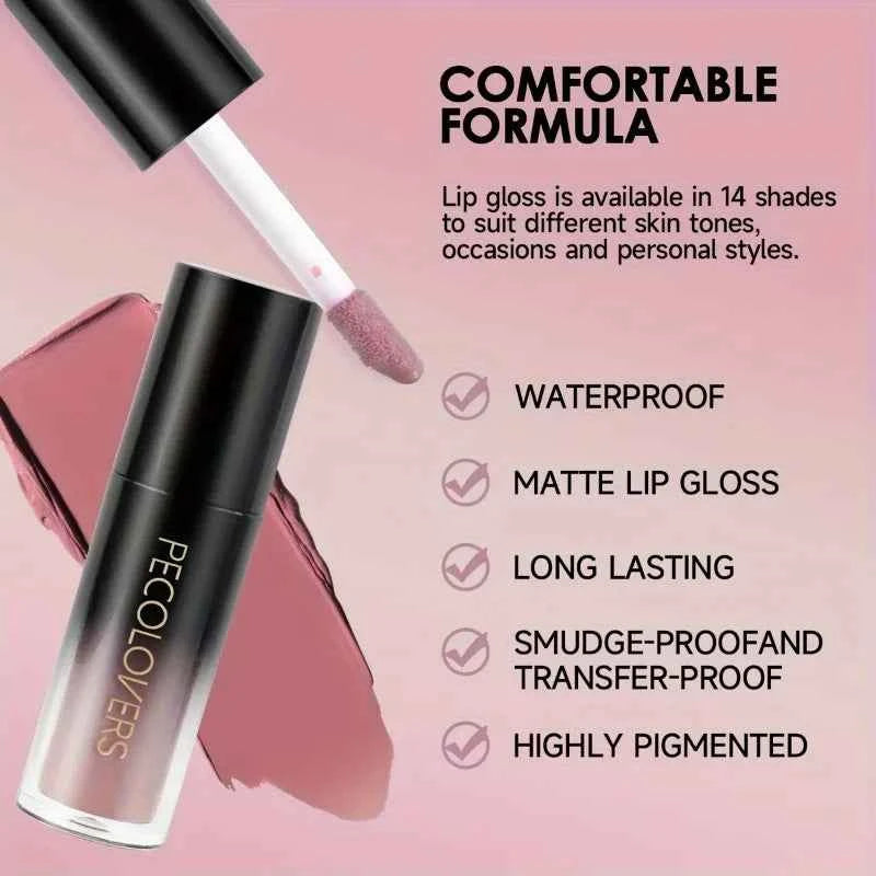 PECOLOVERS Matte Lip Gloss - Waterproof, Long-Lasting Red & Black Shades for All Skin Types - Perfect for Halloween Makeup