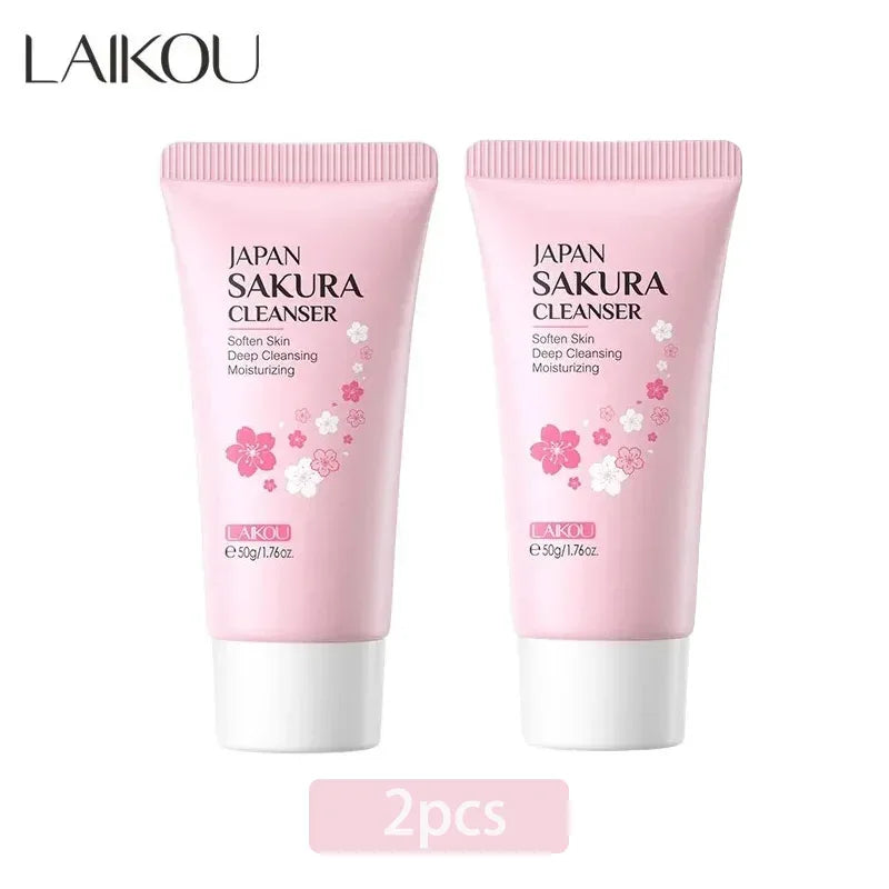 LAIKOU Sakura Cleanser Gentle Deep Cleaning Oil Control Moisturizing Shrink Pores Face Skin Care 50g Skin Cleanser All Skin Type - My Vixen Vault