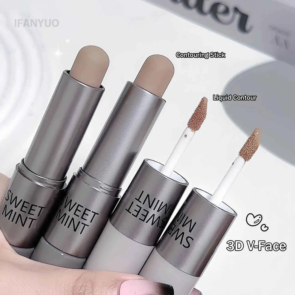 Moisturizing Matte Concealer Contour Stick Smooth Lasting 3D Nose Shadow Waterproof Face Highlight Brighten Contour Makeup.