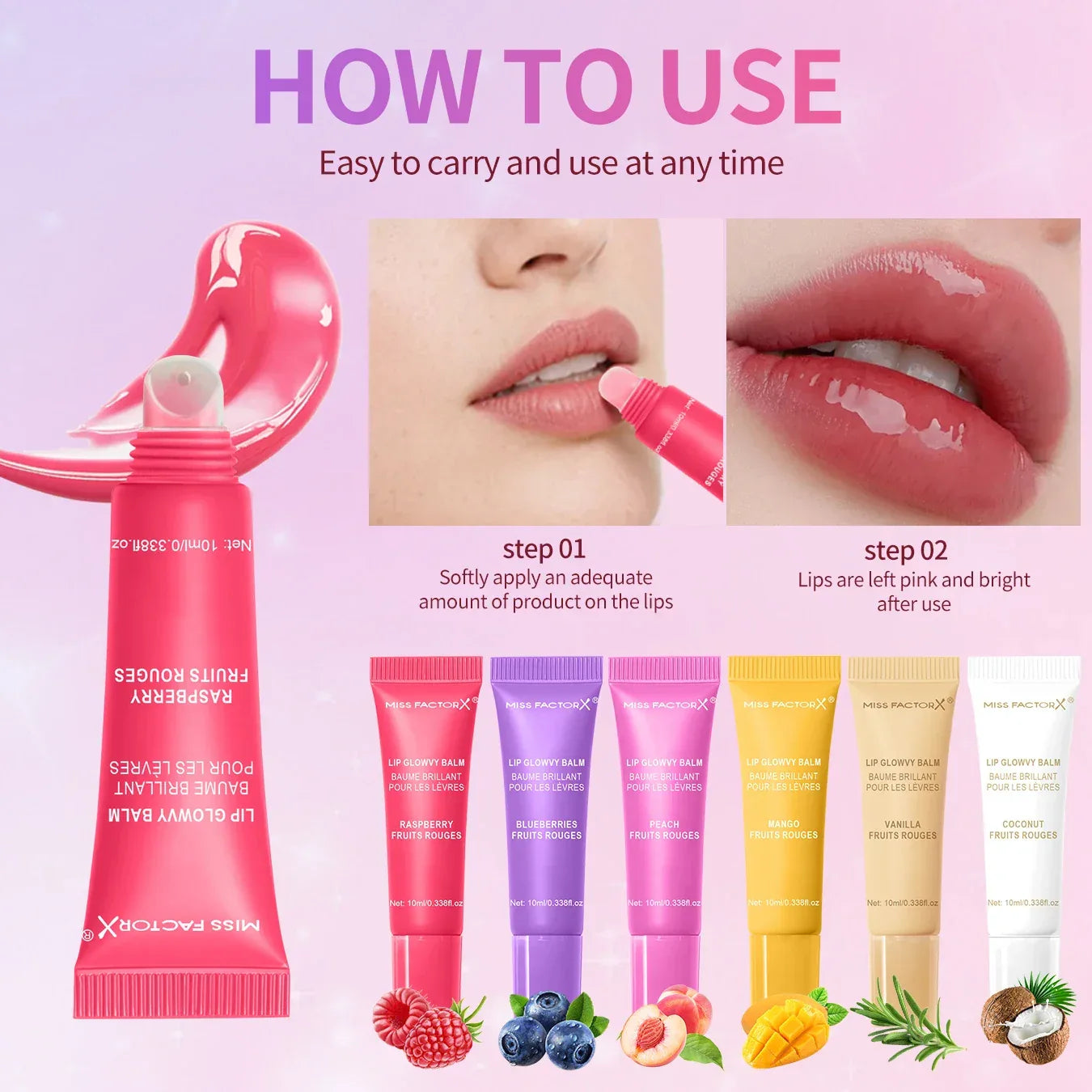 6-piece fruit flavored lip gloss set, moisturizing lip oil, glossy hydration, the best choice for women's holiday gifts - My Vixen Vault