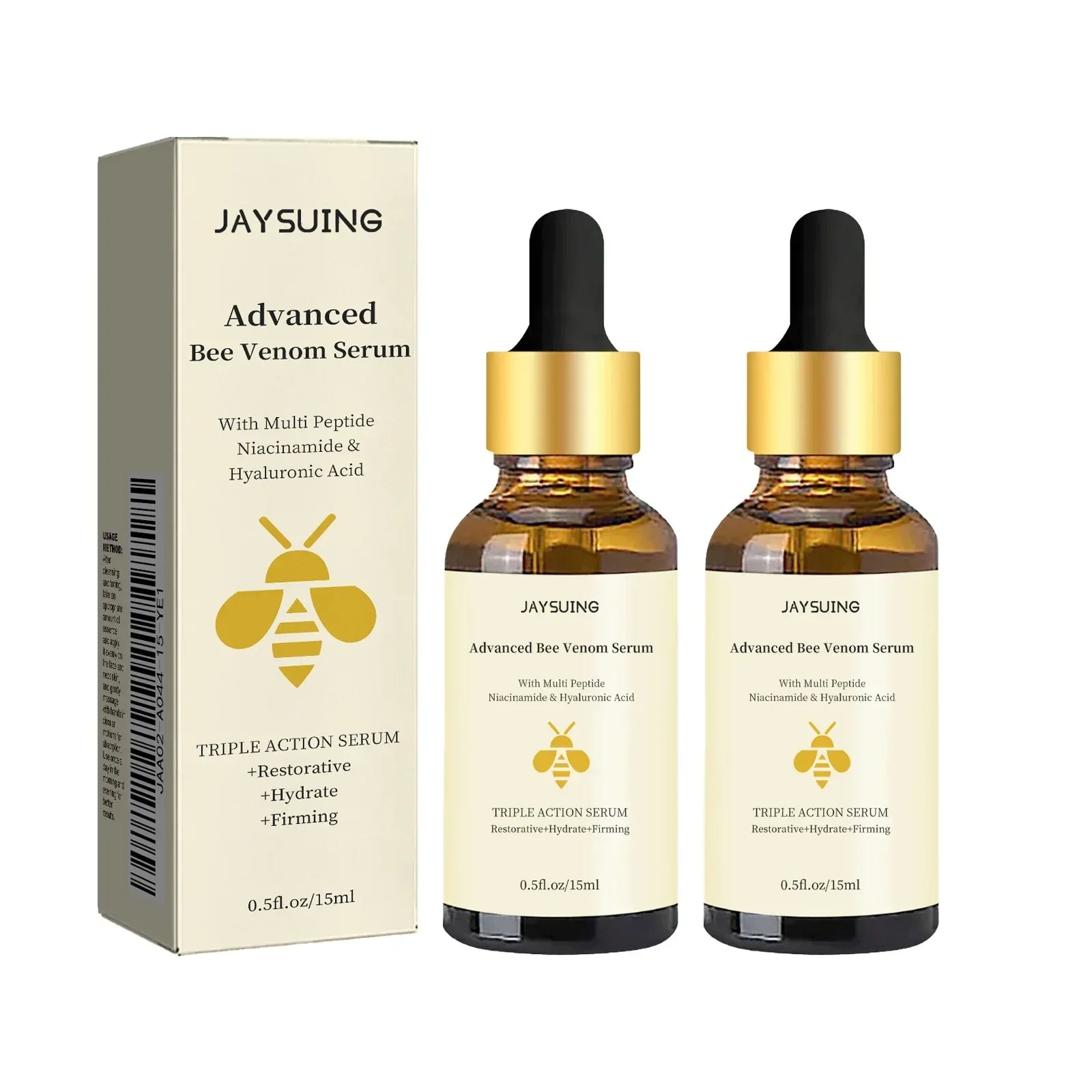1/2/3pcs Bee Venom Facial Serum Face Essence Wrinkle Reduction Skin Tightening Natural Collagen Booster Hyaluronic Acid Essence - My Vixen Vault