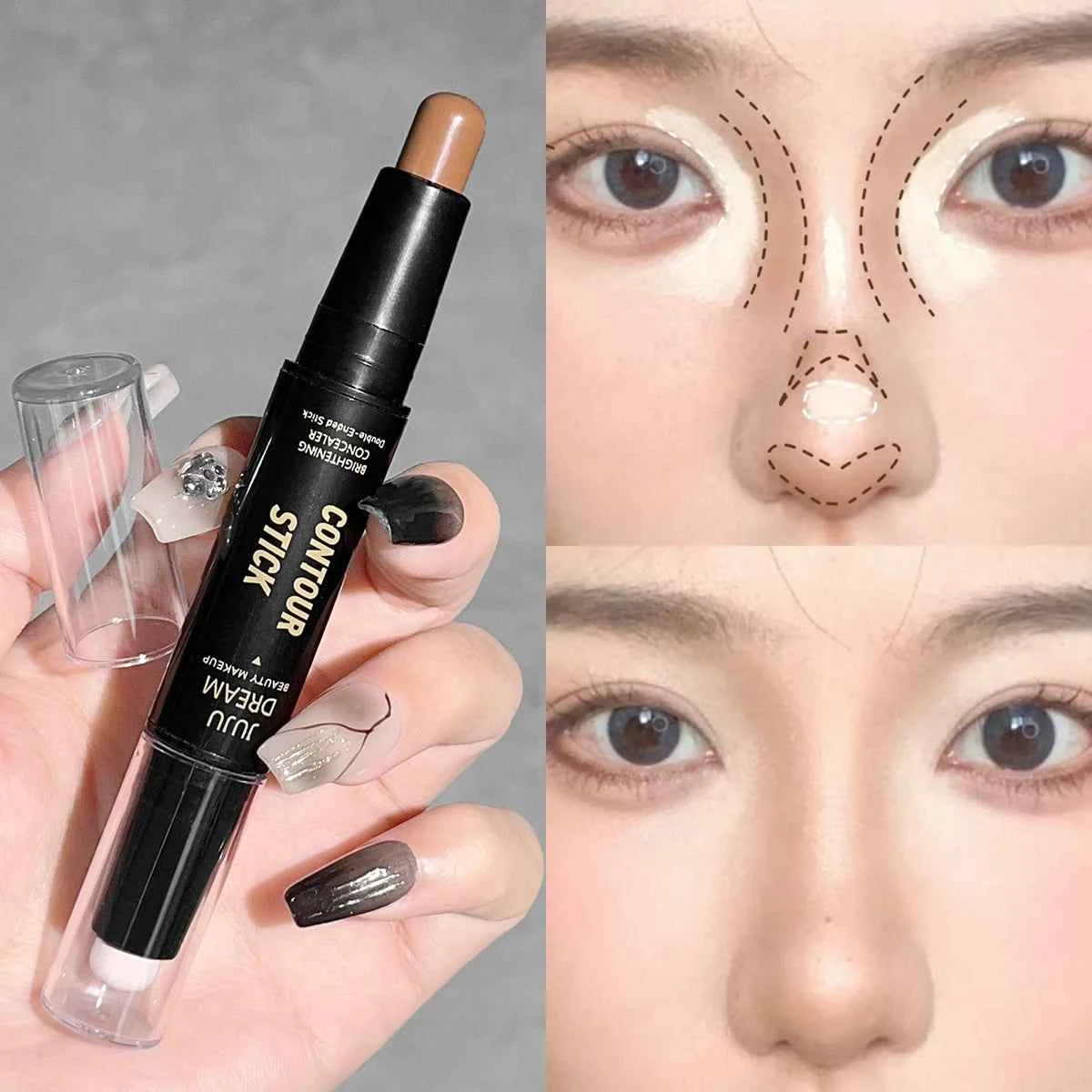 Double-ended dual-purpose high-light trimming stick, three-dimensional contour, nose shadow, facial shape, brighten and trimming.