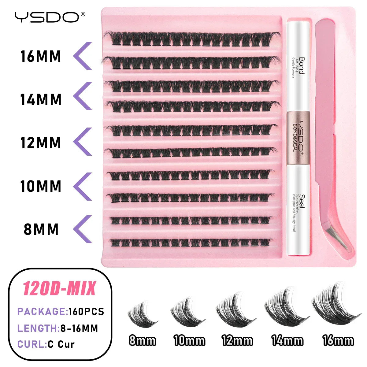 DIY Lash Extension Kit Lash Individual Lashes Clusters8-16mm With Waterproof Lash Bond And Seal Eyelash Tweezers Lash Kit - My Vixen Vault