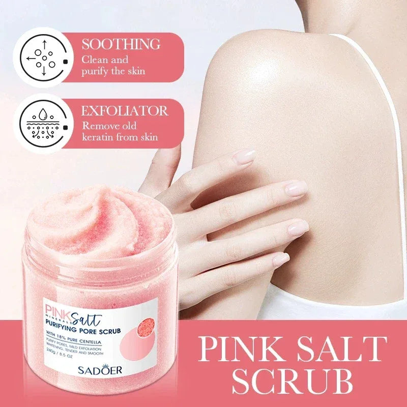 SADOER Himalayan Pink Salt Body Scrub Moisturizing Cream Exfoliating Body Arm Leg Back Scrub Exfoliator Body Lotion Skin Care - My Vixen Vault