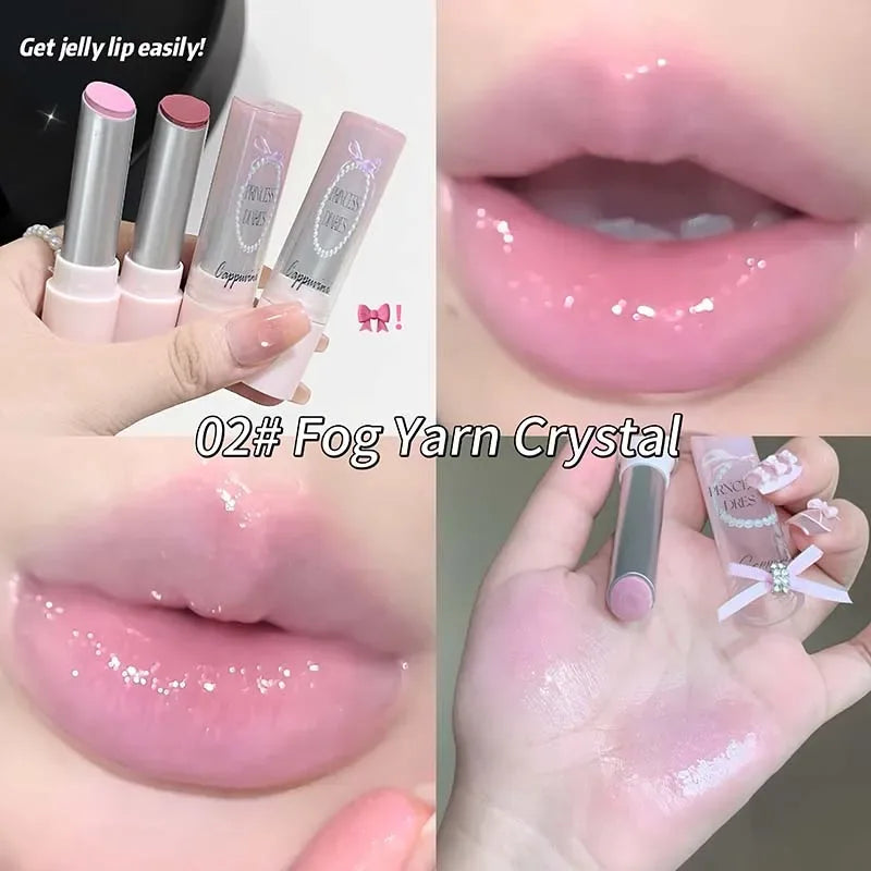 Pink Crystal Mirror Glass Solid Lip Gloss Round Tube Water Light Lipstick Clear Jelly Lip Glaze Nude Brown Moisturizing Lip Tint - My Vixen Vault
