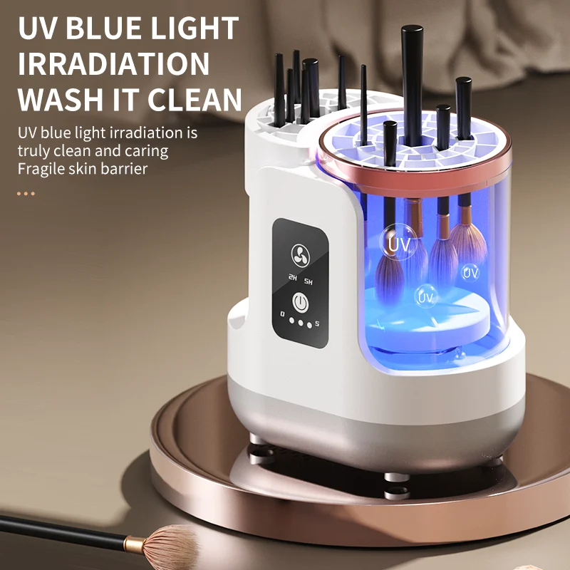 USB Electric Makeup Brush Cleaner 3-in-1 with Automatic Quick-Drying Support Device - Makeup Brush Cleaning And Drying Book Tool - Beauty Collection Studio