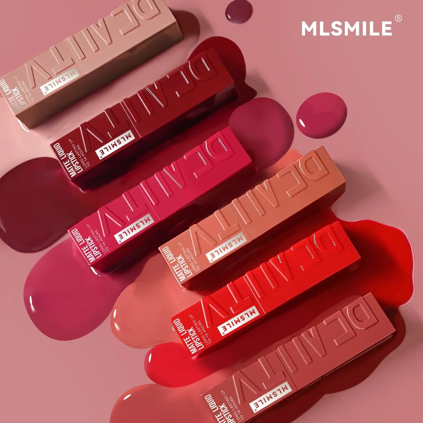 MLSMILE 6 Color Non-stick cup Velvet Satin Gloss Lip glaze Mist Liquid matte lipstick Waterproof long-lasting color liquid - My Vixen Vault