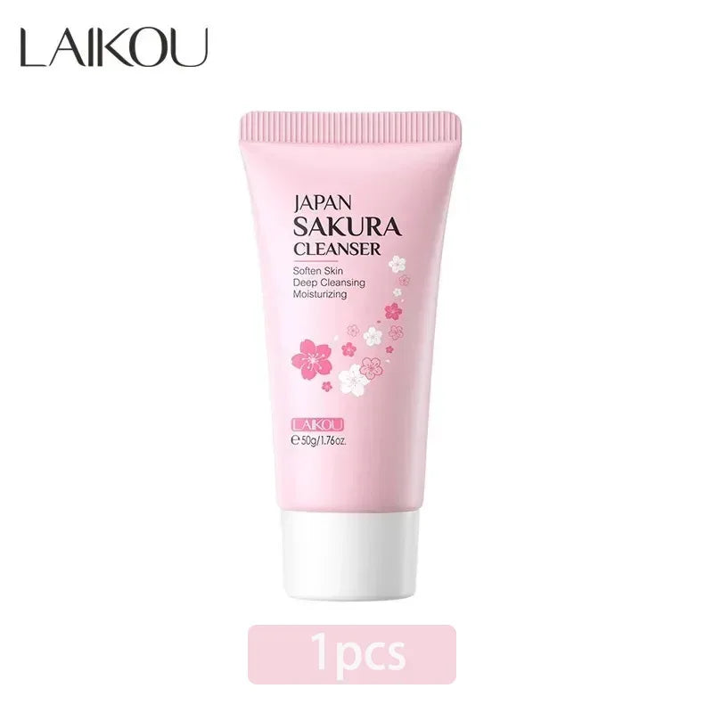 LAIKOU Sakura Cleanser Gentle Deep Cleaning Oil Control Moisturizing Shrink Pores Face Skin Care 50g Skin Cleanser All Skin Type - My Vixen Vault