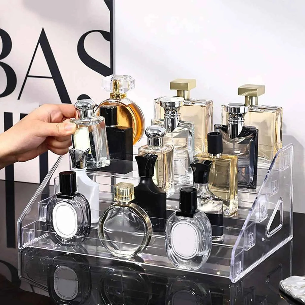 1pc,Transparent multi-layer perfume storage rack, cosmetics display rack, dressing table sorting rack, nail polish rack.