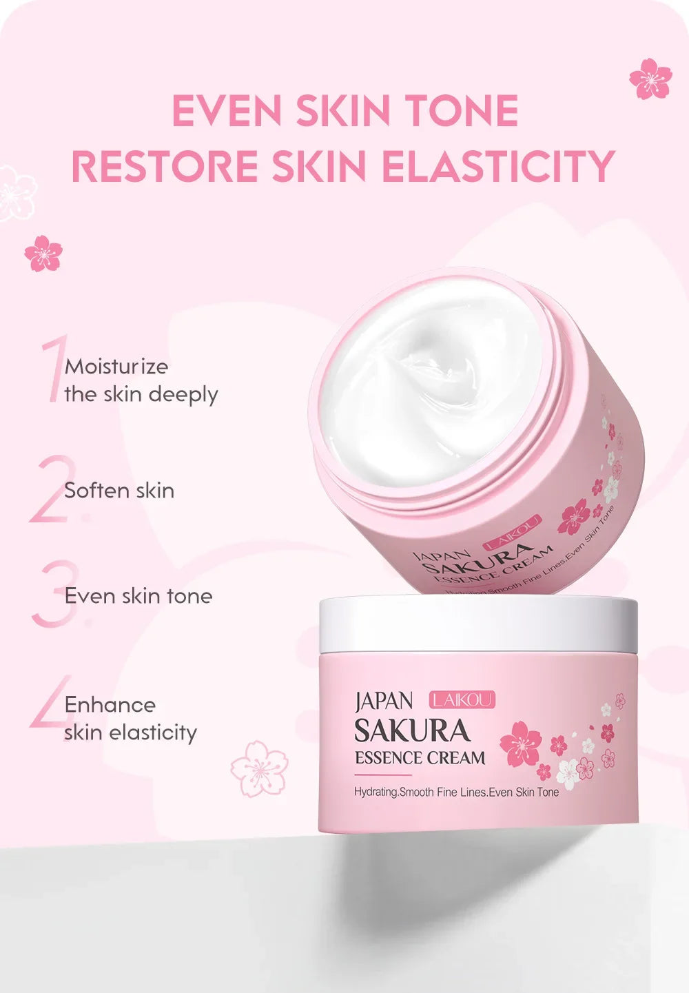 LAIKOU Japan Sakura Essence Cream Cherry Blossom Facial Cream Heavy Moisturizer Improving Dryness & Roughness Face Skin Care - Beauty Collection Studio