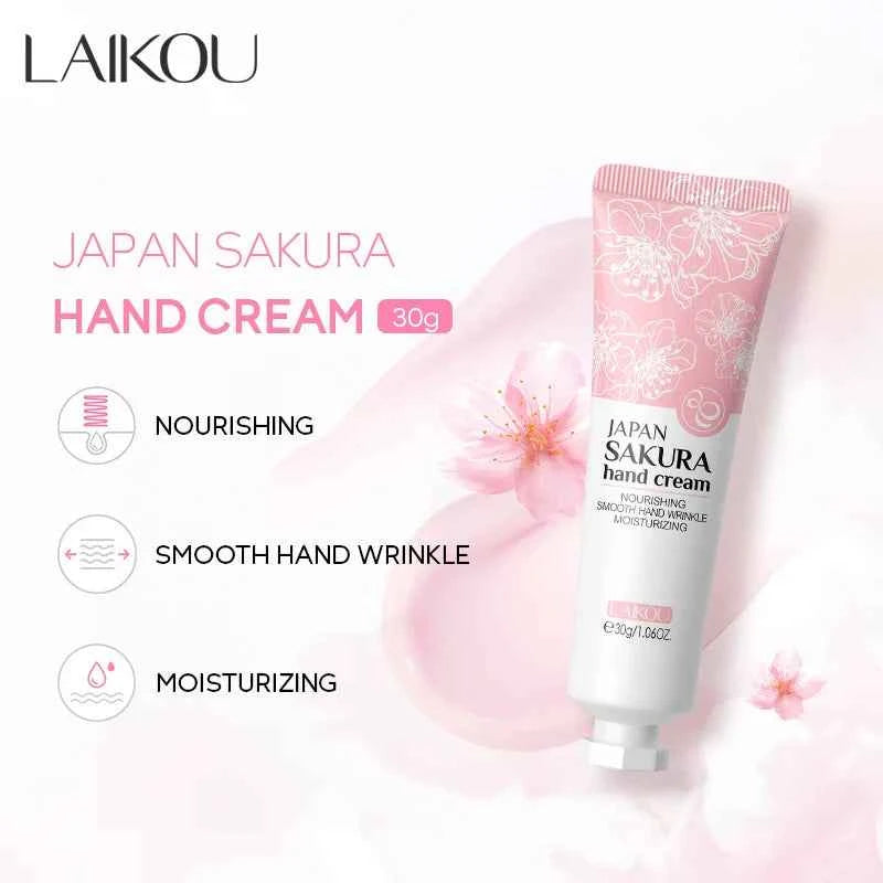 LAIKOU Sakura Hand Cream Whitening Wrinkle Removal Anti-crack Moisturizing  Greasiness Intensive Repair Hand Gream 30g