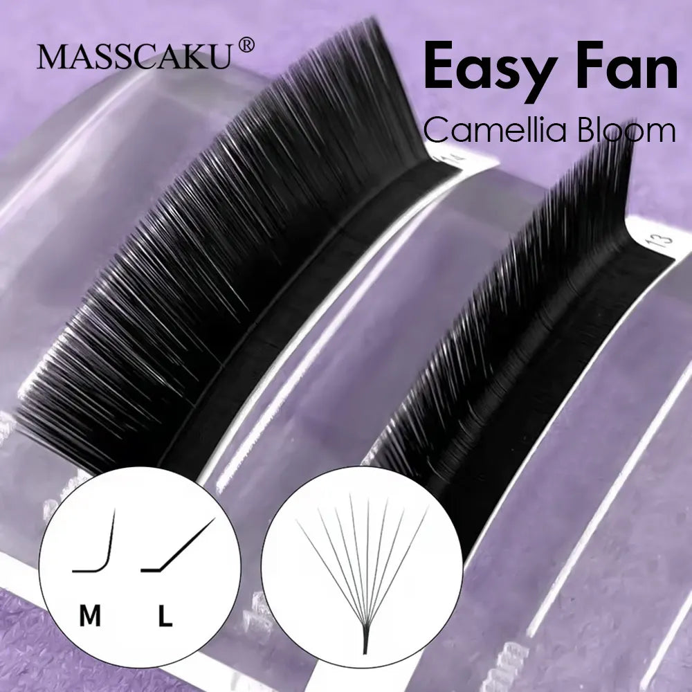 MASSCAKU Camellia Blooming False Eyelashes L M Curl Ultra Soft Wispy Faux Mink Mega Volume Fans Lash Extensions Makeup Products - Beauty Collection Studio