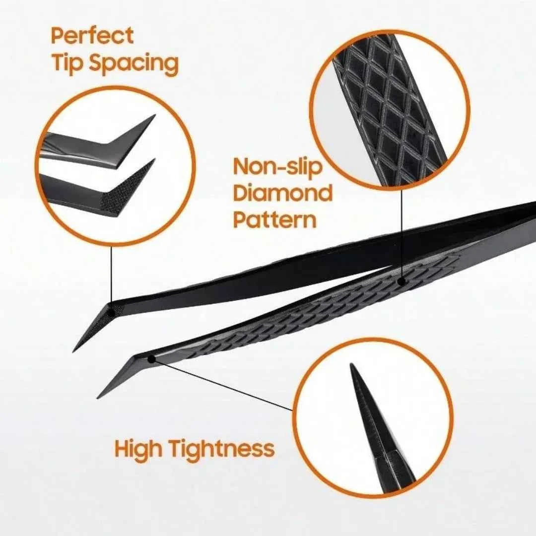 3pcs set Professional Eyelash Tweezers Titanium Curved Head False Eyelash Clamp Tool for Beauty Health Fiber Tip Eyelash Curler