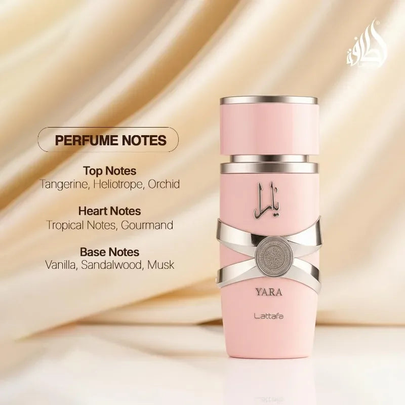 Lattafa Yara 2 Piece Set Eau de Parfum Femmen Spray 100ml Original Arab Perfumes Lasting Floral Pheromones Perfume Makeup 3.4 Oz.