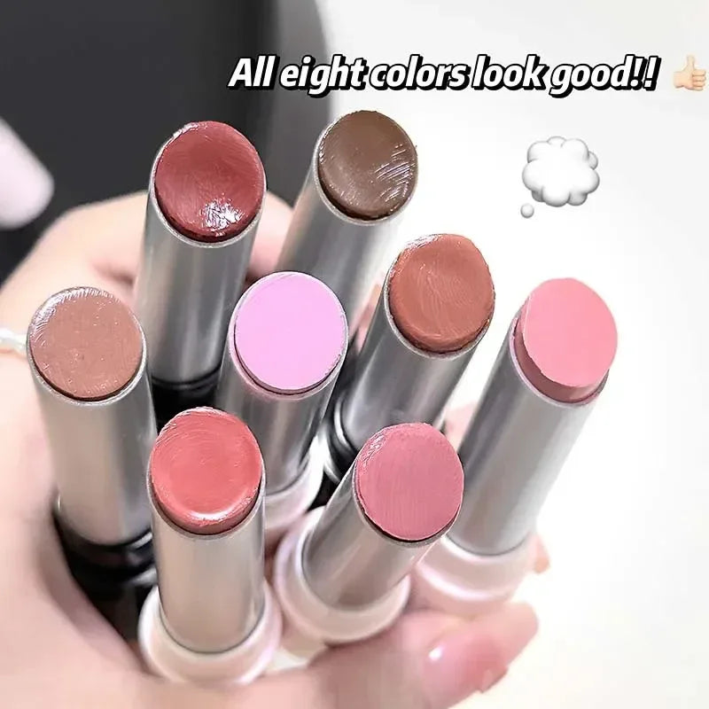 Pink Crystal Mirror Glass Solid Lip Gloss Round Tube Water Light Lipstick Clear Jelly Lip Glaze Nude Brown Moisturizing Lip Tint - My Vixen Vault