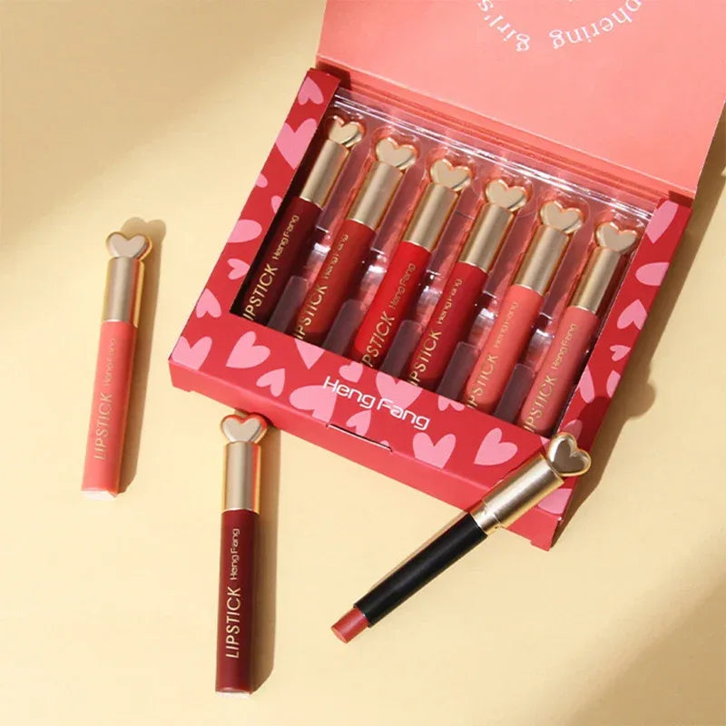 Six Lipstick Set Box Mist Matte White Not Easy to Stick Cup - My Vixen Vault